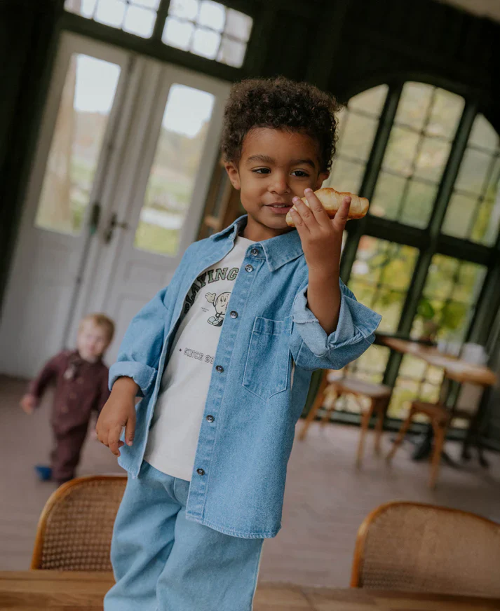 Camicia in denim con righe laterali - immagine 2