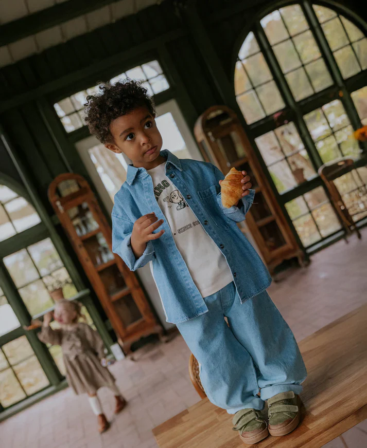 Pantalone in denim con righe laterali - immagine 3