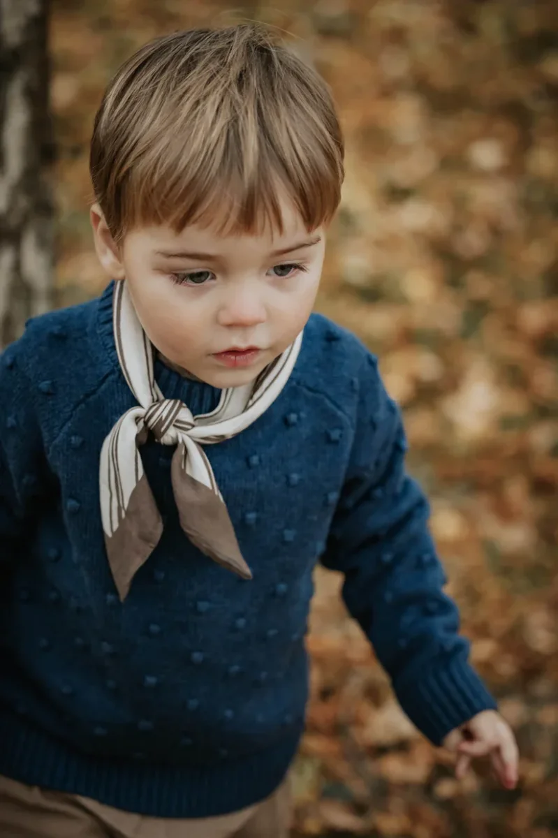 Maglioncino Bambino Blu con Motivo a Bolle – Cotone, Lana e Cashmere | Girocollo