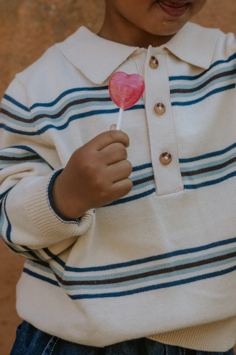 Polo Bambino a Righe Benny – Cotone 100% con Maniche Lunghe e Colletto Classico - immagine 4