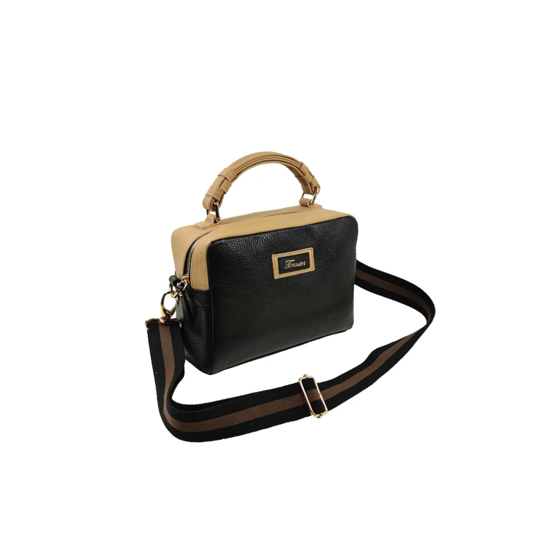 Borsa in pelle GRACE nero e beige