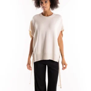 Maglia gilet in lana burro