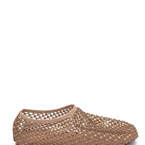 Scarpa accollata in rete strass sabbia