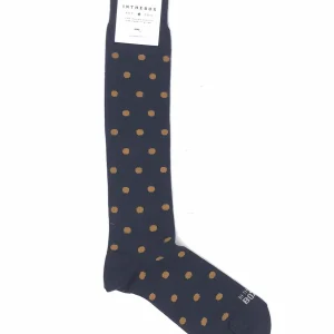 Calzini lungo pois blu-giallo