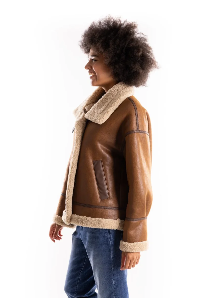 Giacca eco-montone color tabacco - immagine 3