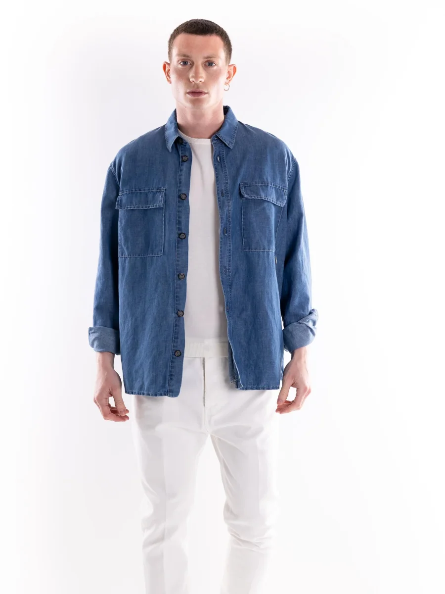 Giacca camicia uomo in jeans - immagine 7