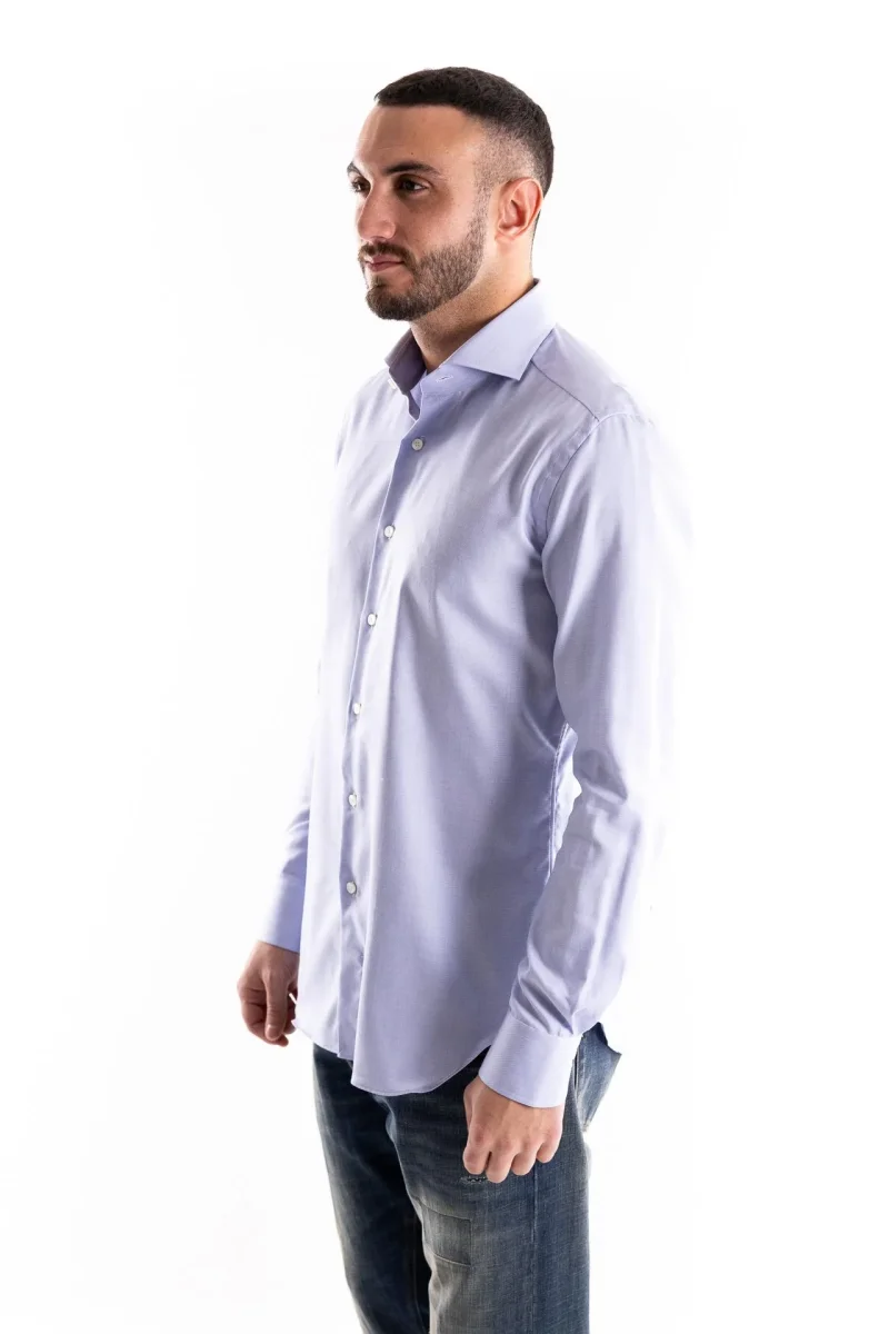 Camicia travel collo francese in oxford azzurro - immagine 3