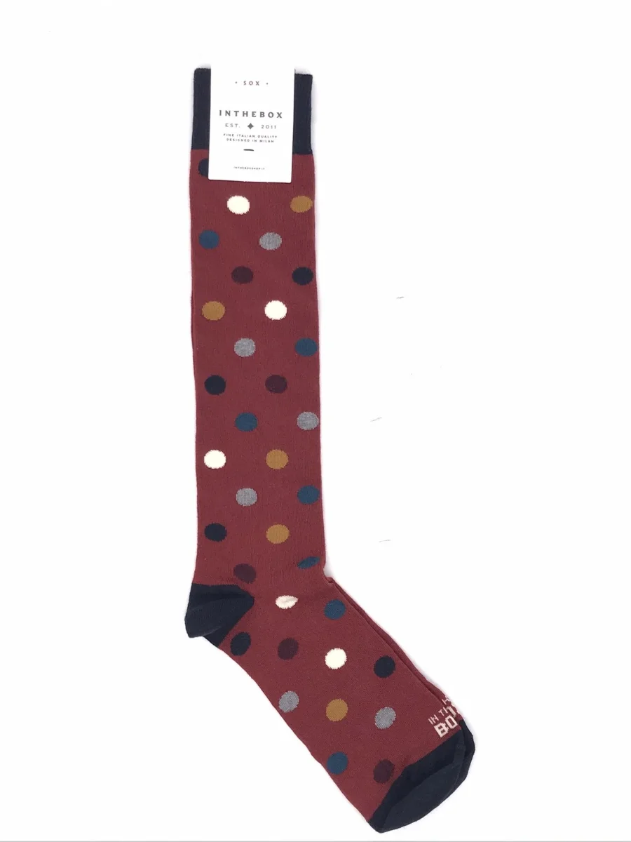 Calzini lunghi pois bordò - immagine 2