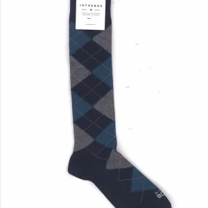 Calzini lungo argyle blu-grigio
