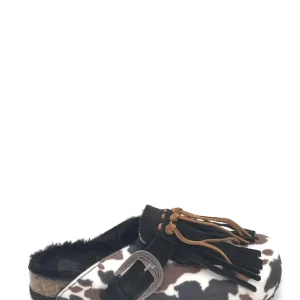 Ciabatta Sabot cow in cavallino marrone-nero