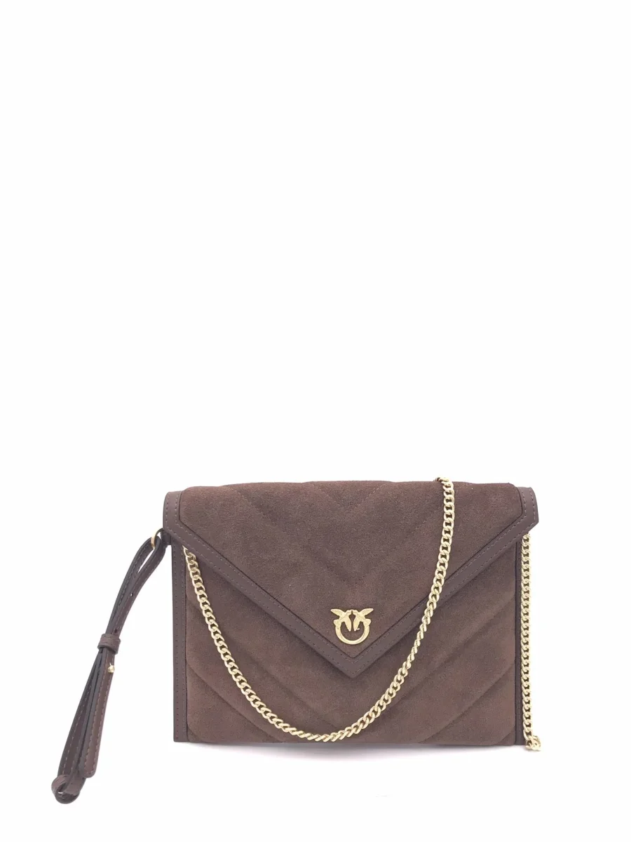 Bustina flet purse in pelle scamosciata marrone - immagine 7