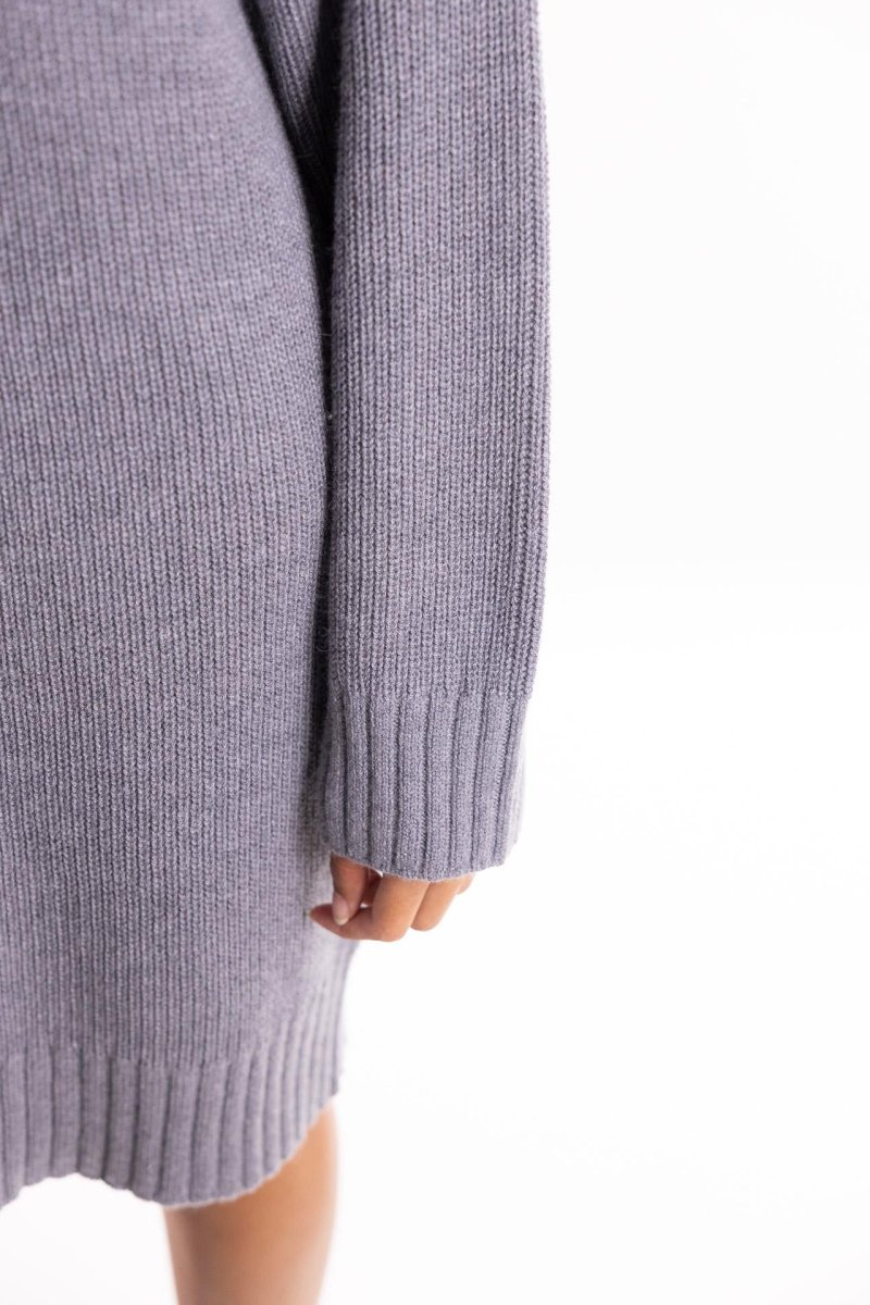 Abito in maglia Ask grigio con collo strass - immagine 6