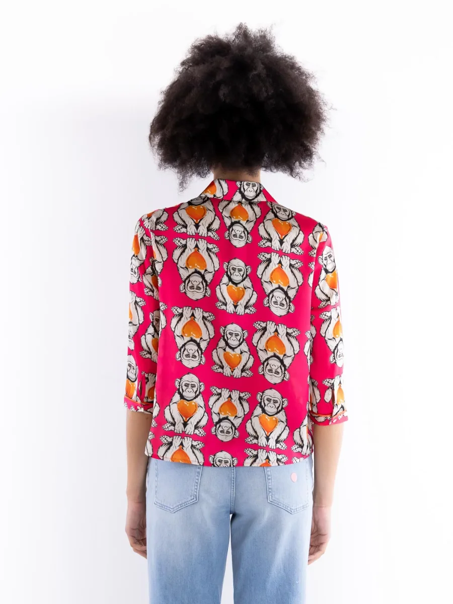 Camicia Spoon fantasia monkey fuxia - immagine 4