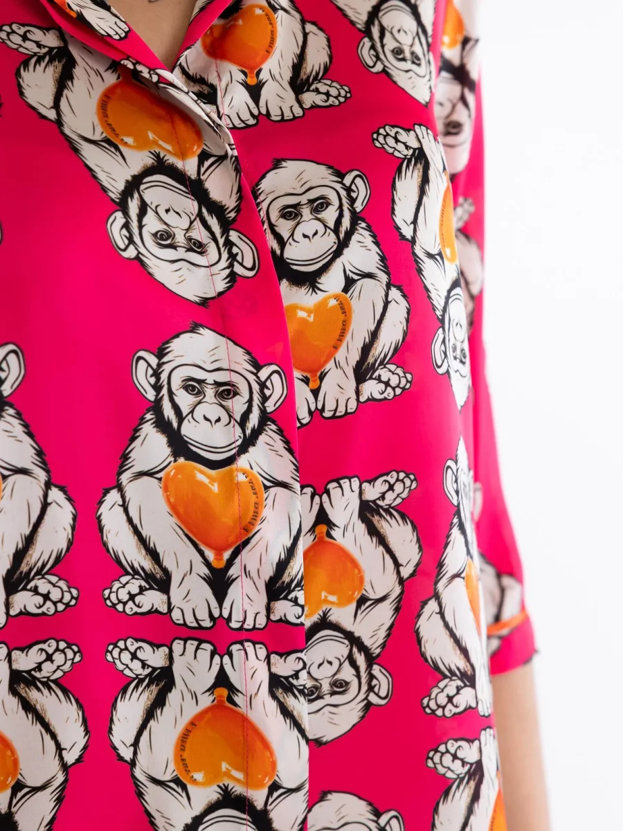 Camicia Spoon fantasia monkey fuxia - immagine 5