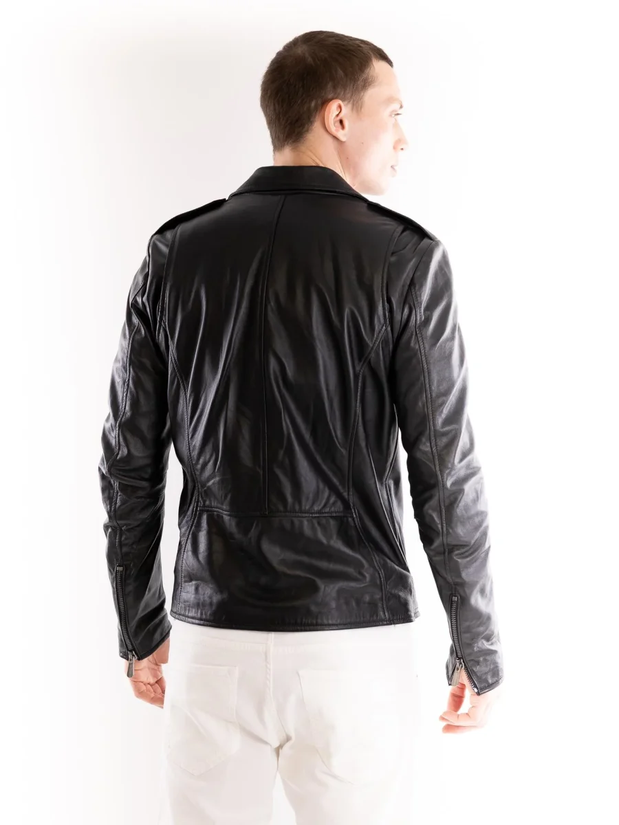 Chiodo uomo in pelle nera - immagine 4