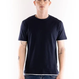 T-shirt uomo in jersey blu-bianco