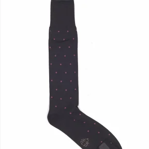 Calzini lunghi Bill pois marrone-fuxia