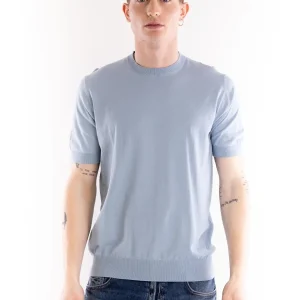Maglia uomo girocollo in filo celeste