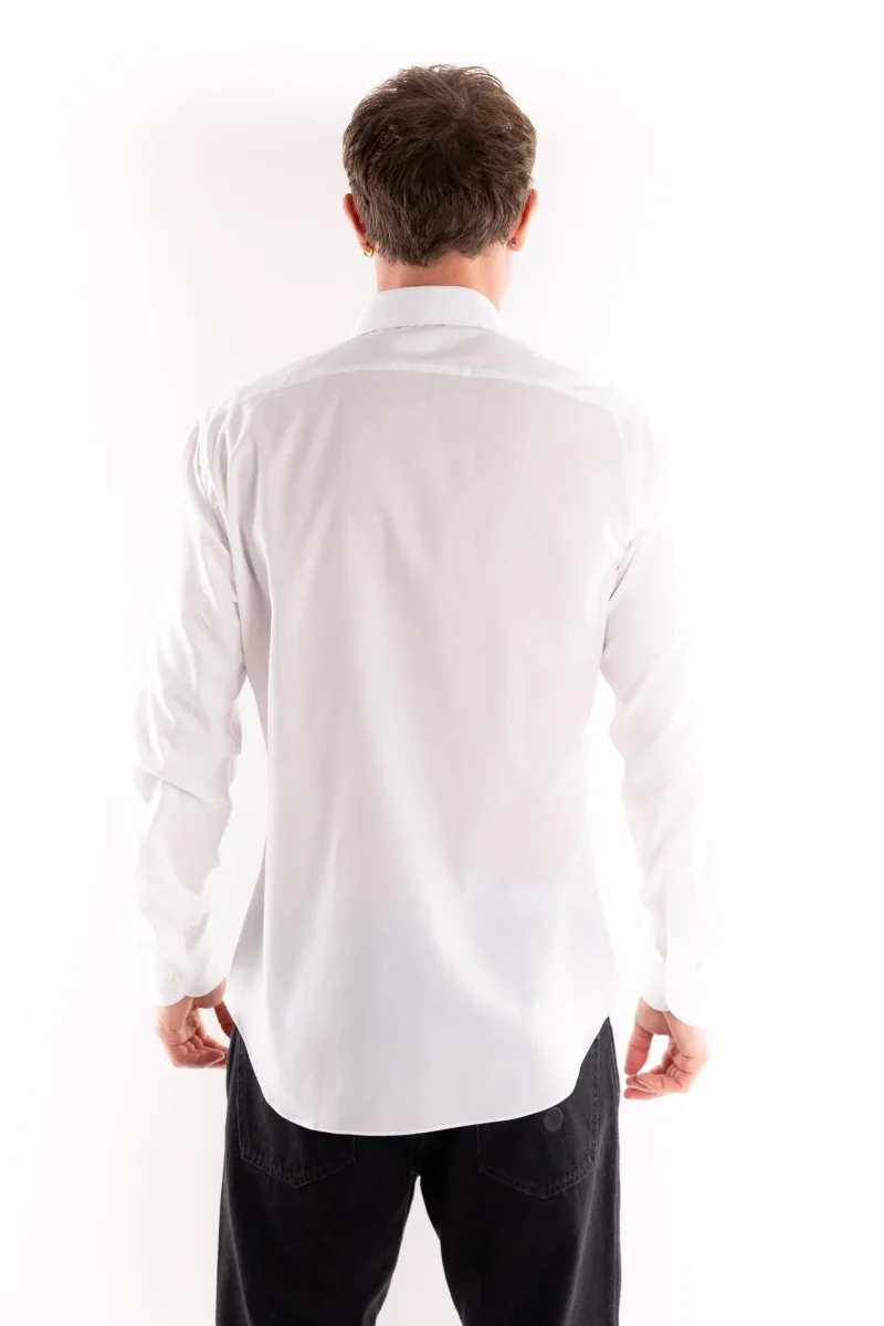 Camicia travel collo francese in oxford bianco - immagine 4