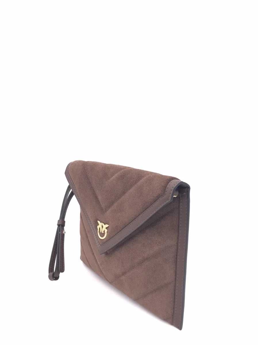 Bustina flet purse in pelle scamosciata marrone - immagine 3