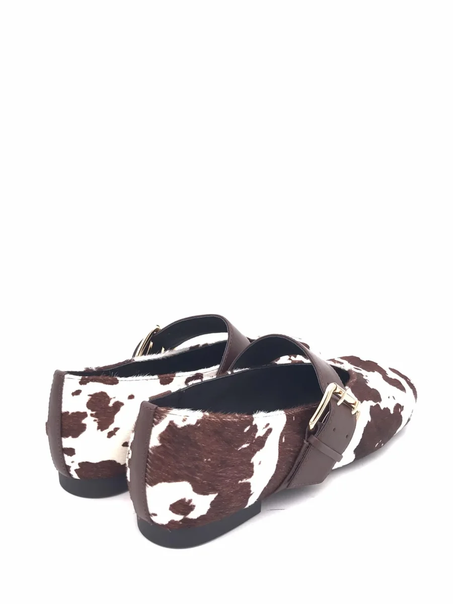 Ballerina cinturino cavallino mucca moro-bianco - immagine 4