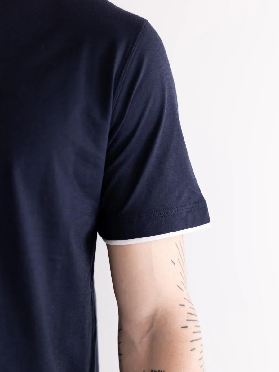 T-shirt uomo in jersey blu-bianco - immagine 5