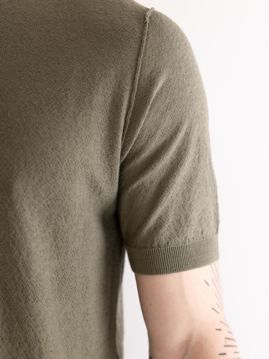 T-shirt uomo in filo lavorato kaki - immagine 5