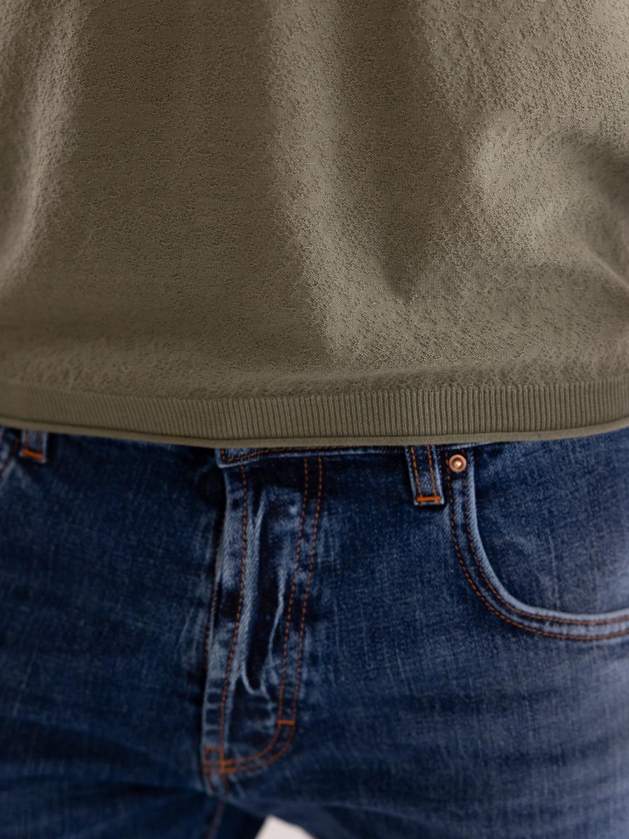 T-shirt uomo in filo lavorato kaki - immagine 6