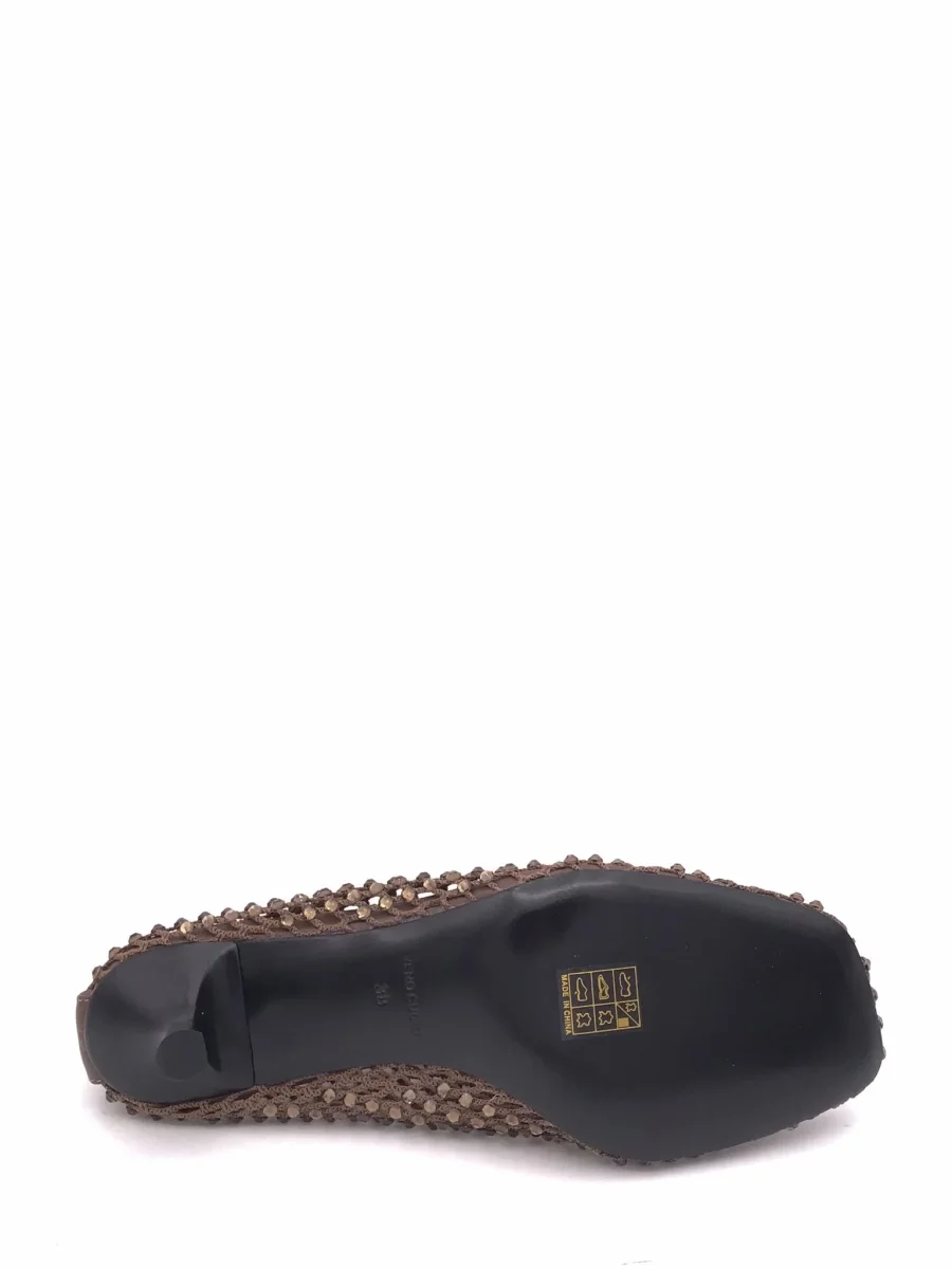 Scarpa accollata in rete strass marrone - immagine 6