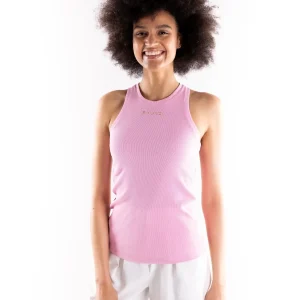 Top a canotta Distinto logato rosa