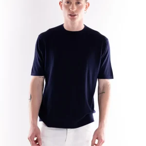 Maglia girocollo uomo Aka in filo blu