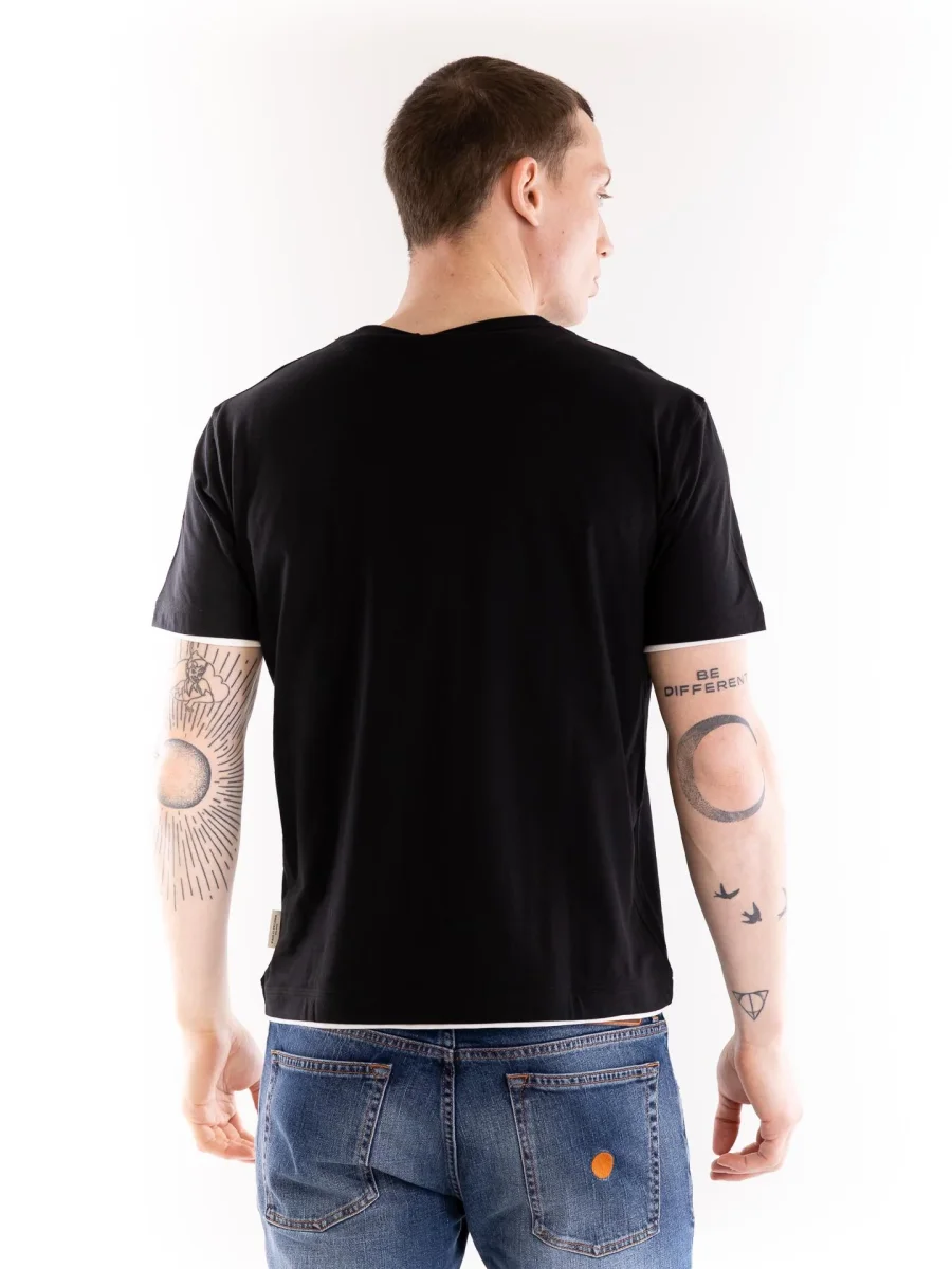 T-shirt uomo in jersey nero-bianco - immagine 4