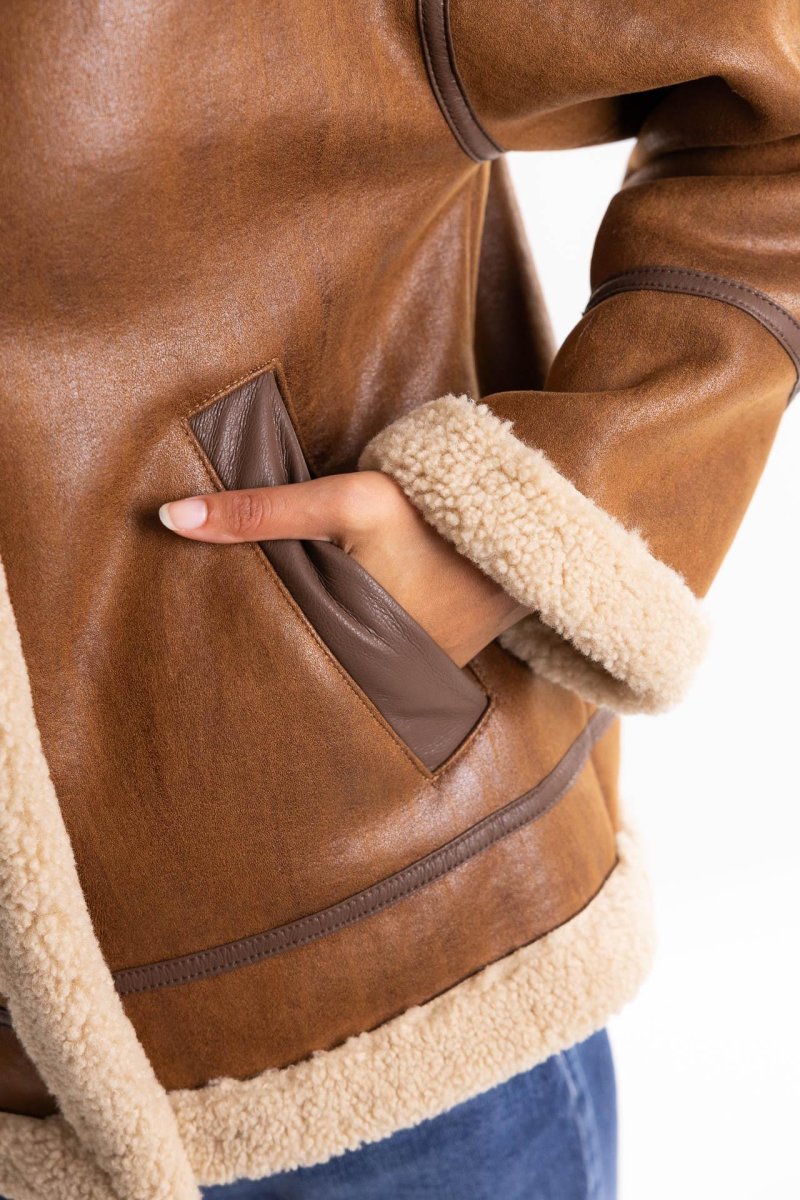 Giacca eco-montone color tabacco - immagine 5