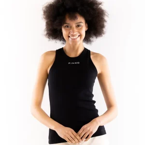 Top a canotta Distinto logato nero