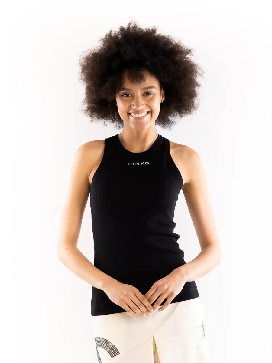 Top a canotta Distinto logato nero