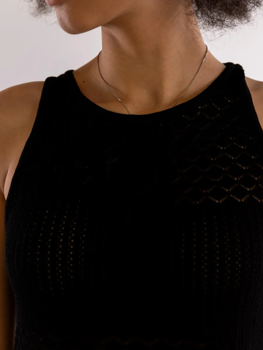 Top canotta in punto pizzo nero - immagine 6