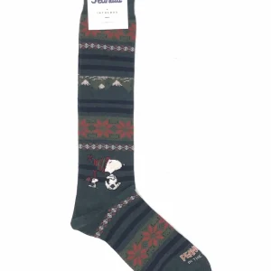 Calzini snoopy christmas righe verde scuro