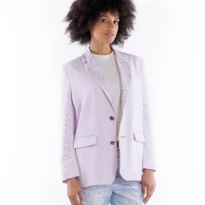 Blazer donna over lilla con strass