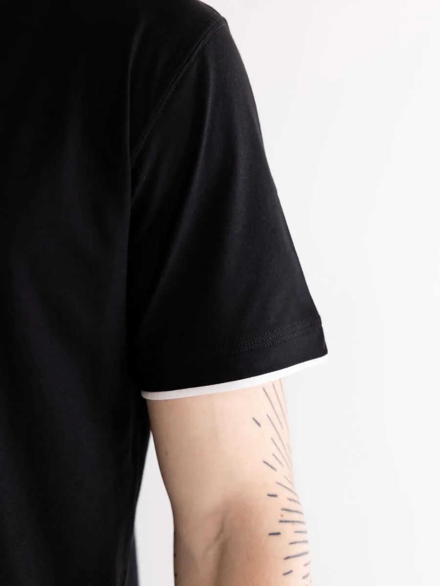 T-shirt uomo in jersey nero-bianco - immagine 5