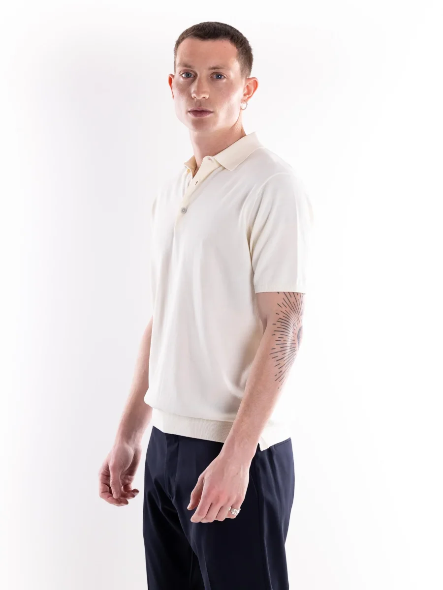 Maglia polo uomo Nito in filo bianca - immagine 3