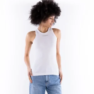 Top a canotta Distinto logato bianco