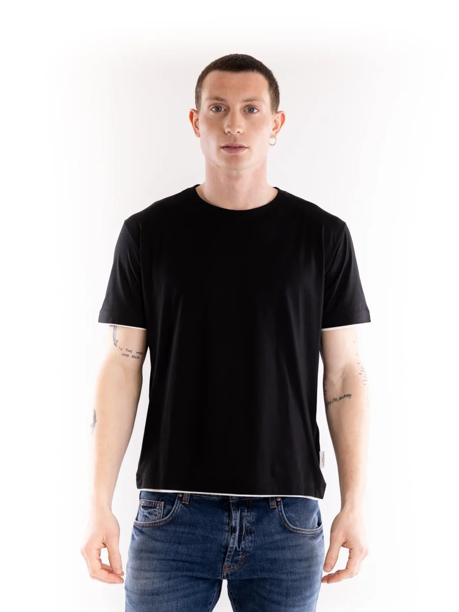 T-shirt uomo in jersey nero-bianco
