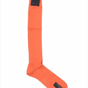 Calzini lunghi filoscozia a coste mandarino