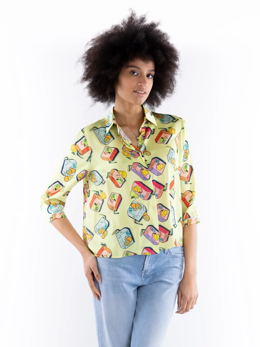 Camicia Spoon in fantasia juice gialla