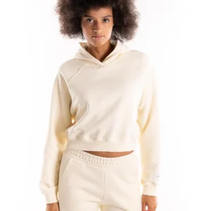 Felpa cappuccio crop con manica raglan burro