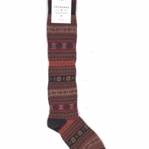 Calzino lungo jacquard marrone