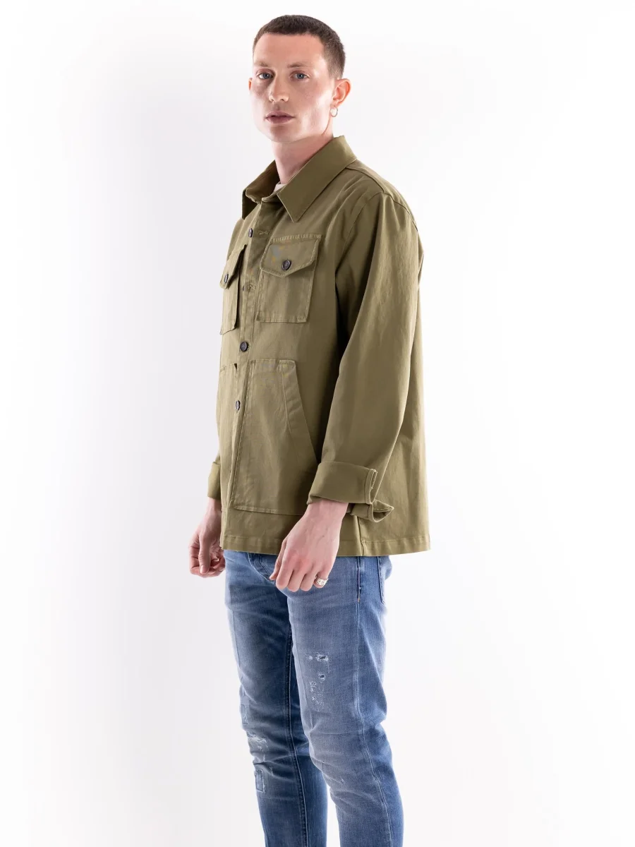 Over shirt uomo verde militare - immagine 3
