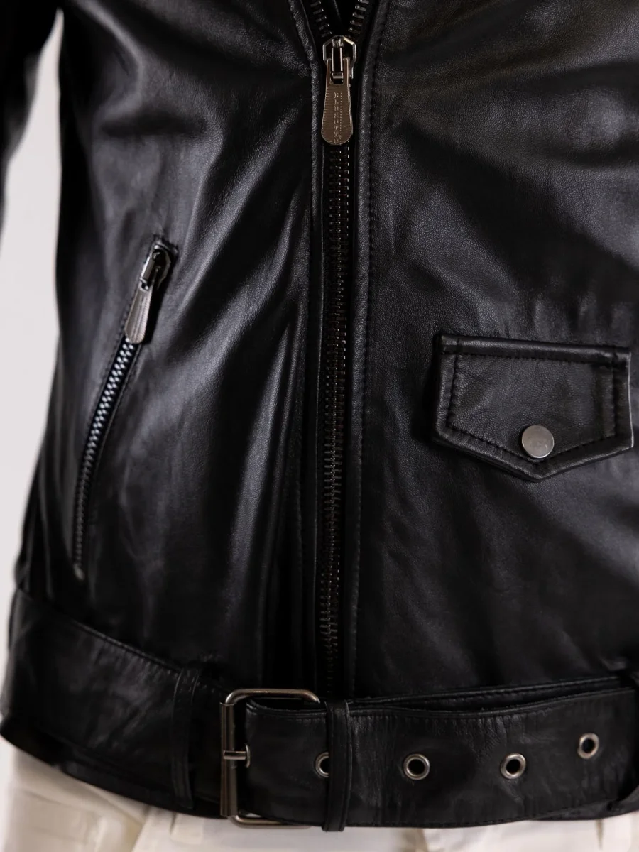 Chiodo uomo in pelle nera - immagine 5