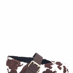 Ballerina cinturino cavallino mucca moro-bianco