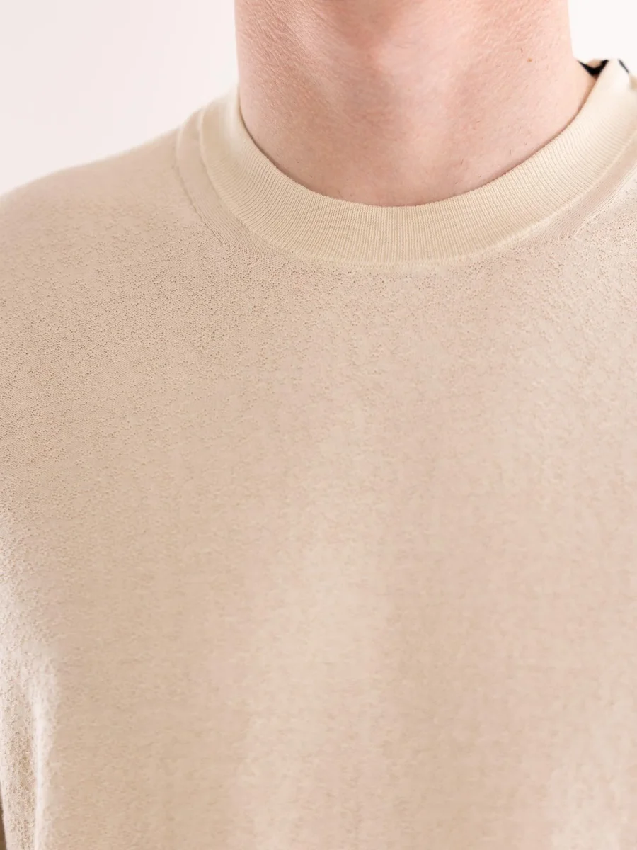 T-shirt uomo in filo lavorato panna - immagine 6